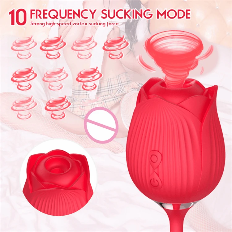 Rose G-spot Vibrator 10 Speed Clitoral Sucking Stimulation Dildo Masturbation Nipple Suction Female Oral Clit Sex Toys for Women