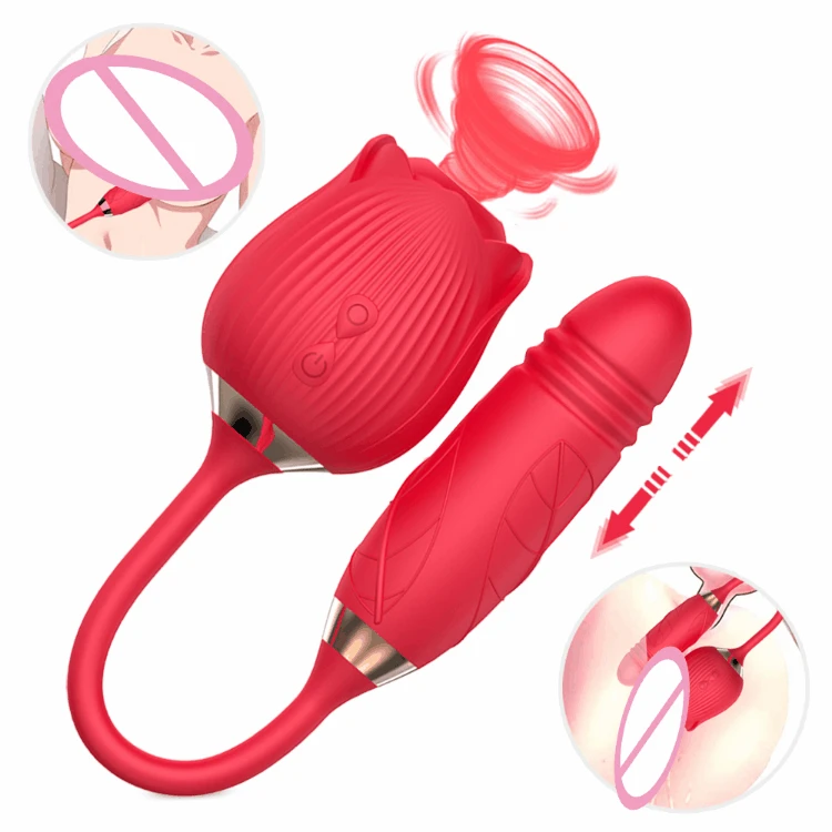 Rose G-spot Vibrator 10 Speed Clitoral Sucking Stimulation Dildo Masturbation Nipple Suction Female Oral Clit Sex Toys for Women