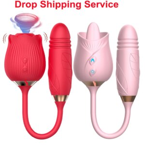 Rose G-spot Vibrator 10 Speed Clitoral Sucking Stimulation Dildo Masturbation Nipple Suction Female Oral Clit Sex Toys for Women