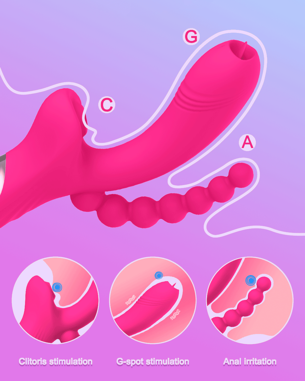 Consolador 3 en 1 para mujer, vibrador con ventosa para clítoris, punto G, lengua, lamer, estimulador al vacío, Juguetes sexuale