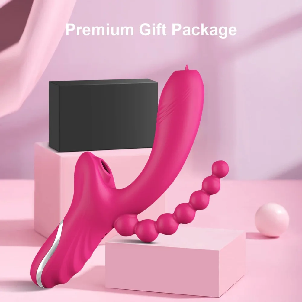 Consolador 3 en 1 para mujer, vibrador con ventosa para clítoris, punto G, lengua, lamer, estimulador al vacío, Juguetes sexuale