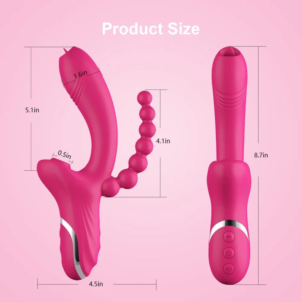 Consolador 3 en 1 para mujer, vibrador con ventosa para clítoris, punto G, lengua, lamer, estimulador al vacío, Juguetes sexuale