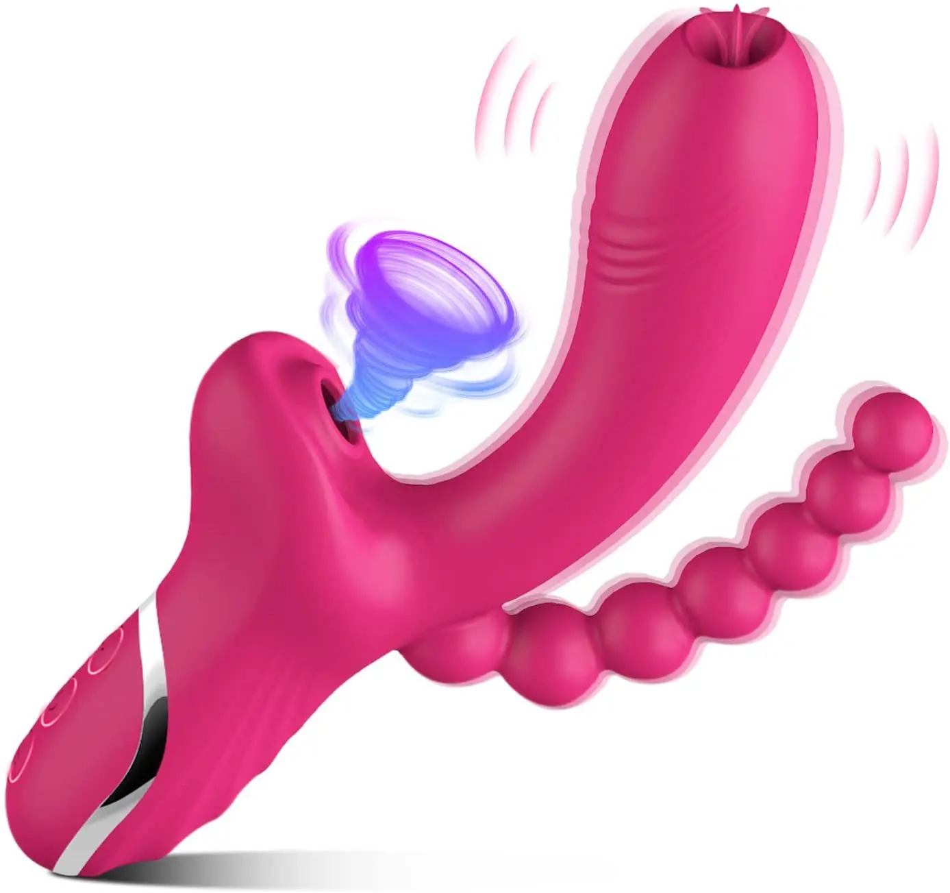 Consolador 3 en 1 para mujer, vibrador con ventosa para clítoris, punto G, lengua, lamer, estimulador al vacío, Juguetes sexuale