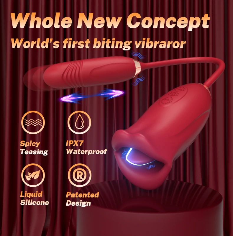 Biting Oral Mouth Thrusting Telescopic Vibrator for Women Sucking Dildo Tongue G-spot Nipple Clit Anal Stimulation Sex Toys 18