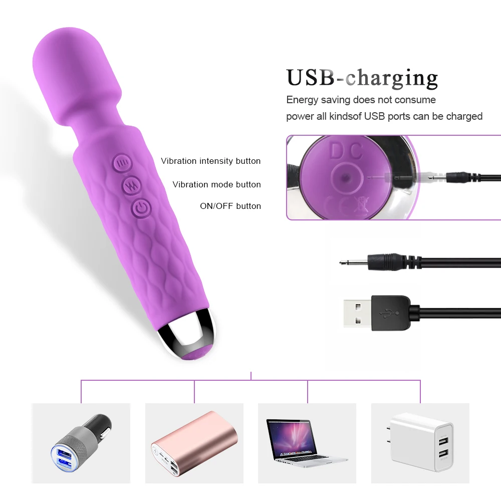 Powerful Clitoris Stimulation Adult Personal Silicone Sex Toy Magic Av Wand Massager Dildo Masturbator Vibrator For Women Female