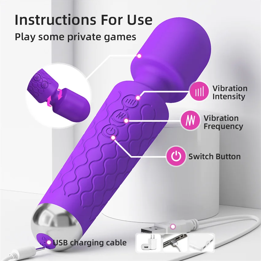 20 Modes Powerful Vibration Mini Vibrator Sex Toys AV Magic Stick Massager Clitoris G-Spot Vibrators For Women Erotic Adults 18+