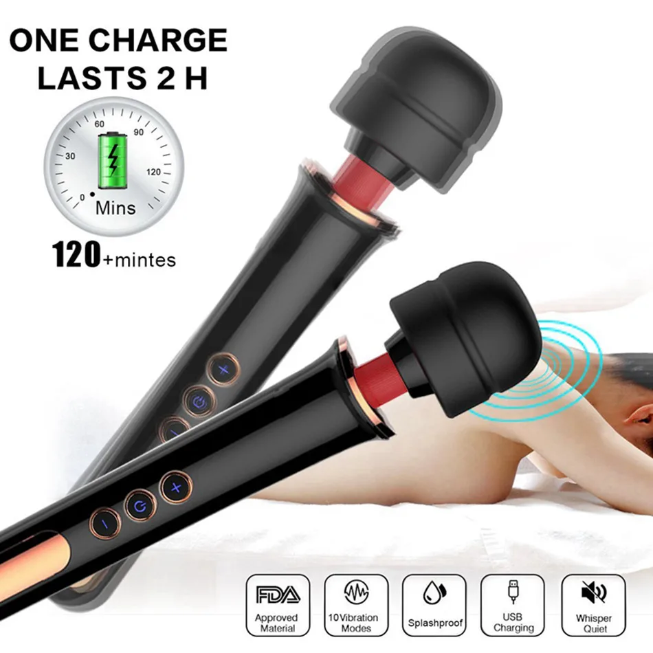 New 10 Speeds Magic Wand Massager Big Magic Wand Massage Stick AV Vibrators Sexy Clit Vibrator Sex Toys for Women European plug