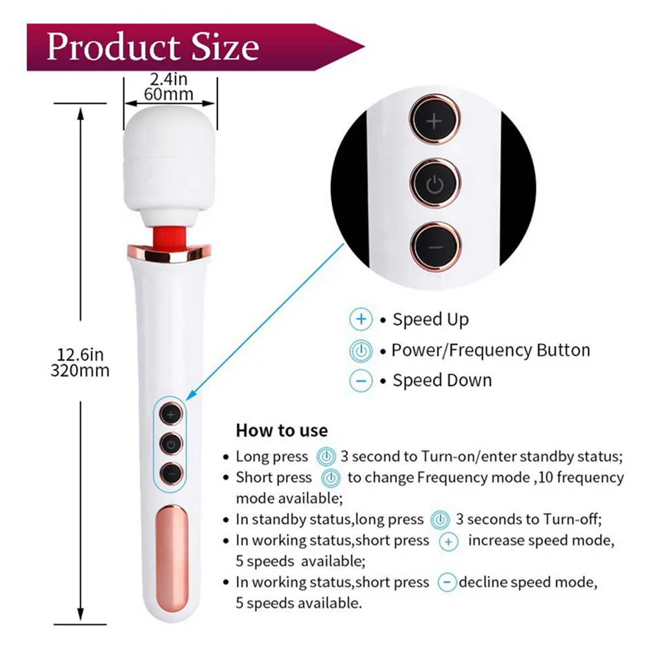 New 10 Speeds Magic Wand Massager Big Magic Wand Massage Stick AV Vibrators Sexy Clit Vibrator Sex Toys for Women European plug New 10 Speeds Magic Wand Massager Big Magic Wand Massage Stick AV Vibrators Sexy Clit Vibrator Sex Toys for Women European plug