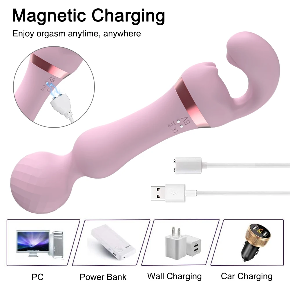 Powerful 2 in 1 AV Vibrator Female Magic Wand Clitoris Stimulator USB Recharge 20 Modes G Spot Massager Sex Toys Dildo for Women Powerful 2 in 1 AV Vibrator Female Magic Wand Clitoris Stimulator USB Recharge 20 Modes G Spot Massager Sex Toys Dildo for Women