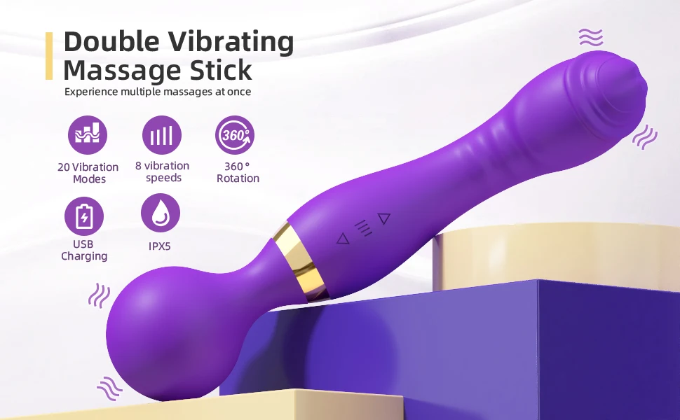 Magic Wand 20 Speeds Powerful Dildos Vibrator Dual Motor Large G-Spot AV Massager Clitoris Stimulator for Female Adults Sex Toys