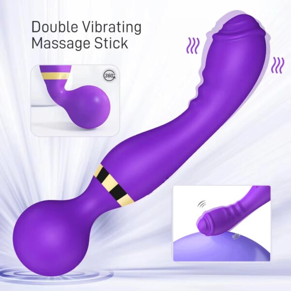 Magic Wand 20 Speeds Powerful Dildos Vibrator Dual Motor Large G-Spot AV Massager Clitoris Stimulator for Female Adults Sex Toys