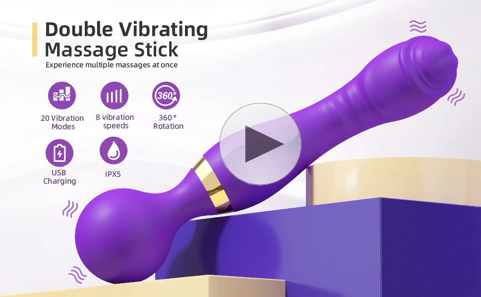 Magic Wand 20 Speeds Powerful Dildos Vibrator Dual Motor Large G-Spot AV Massager Clitoris Stimulator for Female Adults Sex Toys