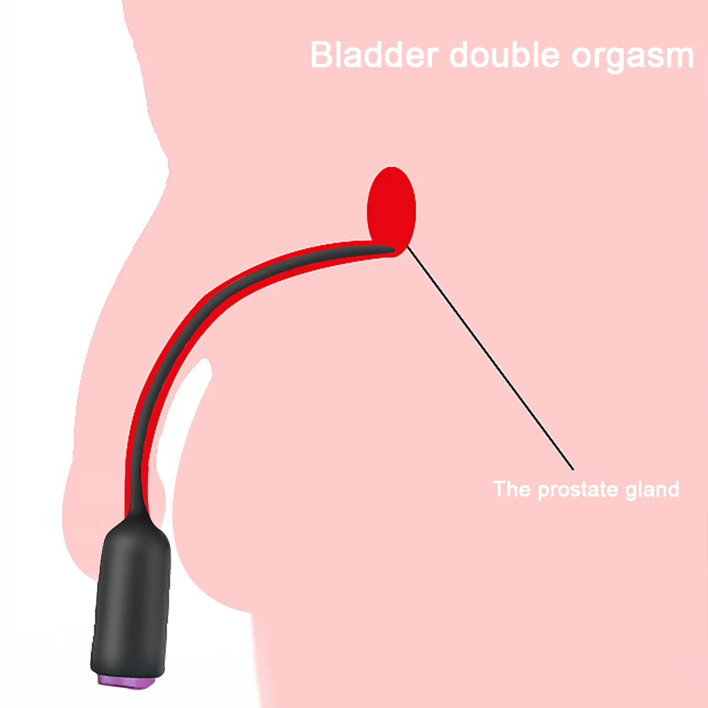 Urethral Sounding Vibrators 10 Speed Urethral Dilators Catheters Silicone Insert Penis Plug Sex Toys For Men Urethra Plug