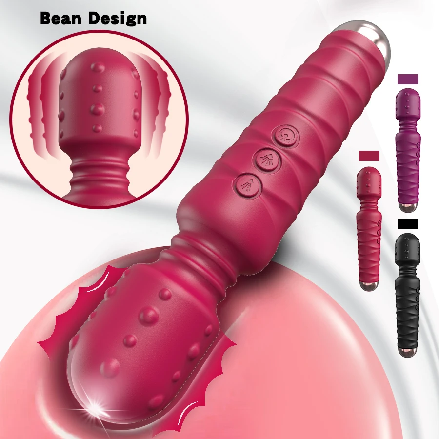 Powerful Thrusting Dildos Vibrator Three motors silicone Telescopic plus vibration large size Wand Massager Sex Toy For Couple