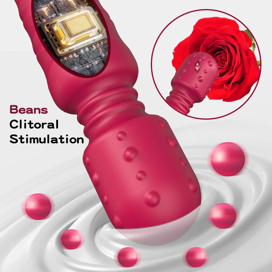 Powerful Thrusting Dildos Vibrator Three motors silicone Telescopic plus vibration large size Wand Massager Sex Toy For Couple