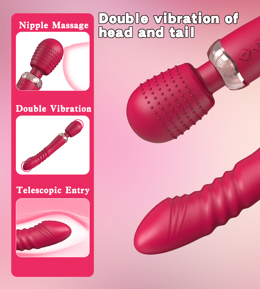 Powerful Thrusting Dildos Vibrator Three motors silicone Telescopic plus vibration large size Wand Massager Sex Toy For Couple