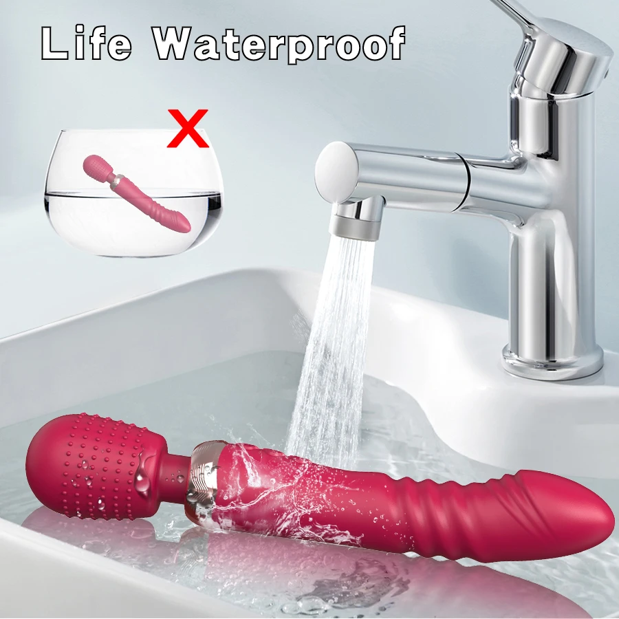 Powerful Thrusting Dildos Vibrator Three motors silicone Telescopic plus vibration large size Wand Massager Sex Toy For Couple