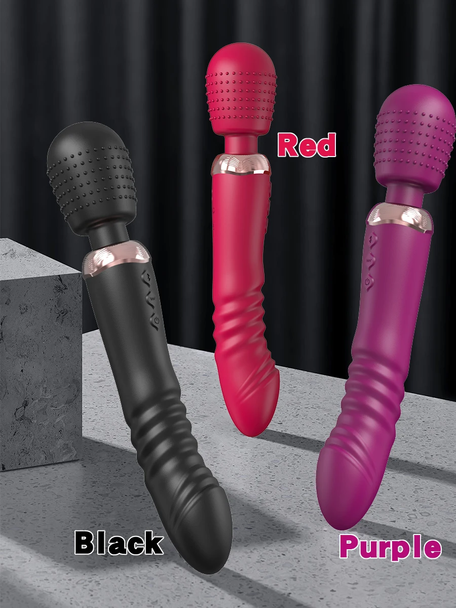 Powerful Thrusting Dildos Vibrator Three motors silicone Telescopic plus vibration large size Wand Massager Sex Toy For Couple