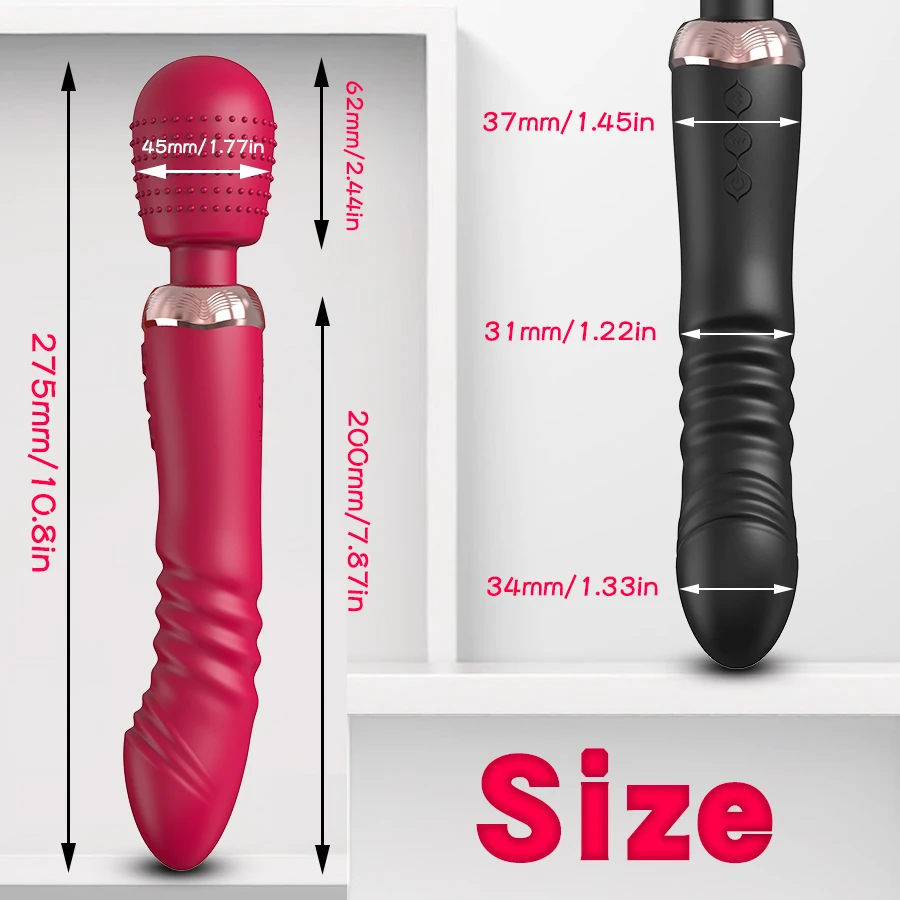 Powerful Thrusting Dildos Vibrator Three motors silicone Telescopic plus vibration large size Wand Massager Sex Toy For Couple