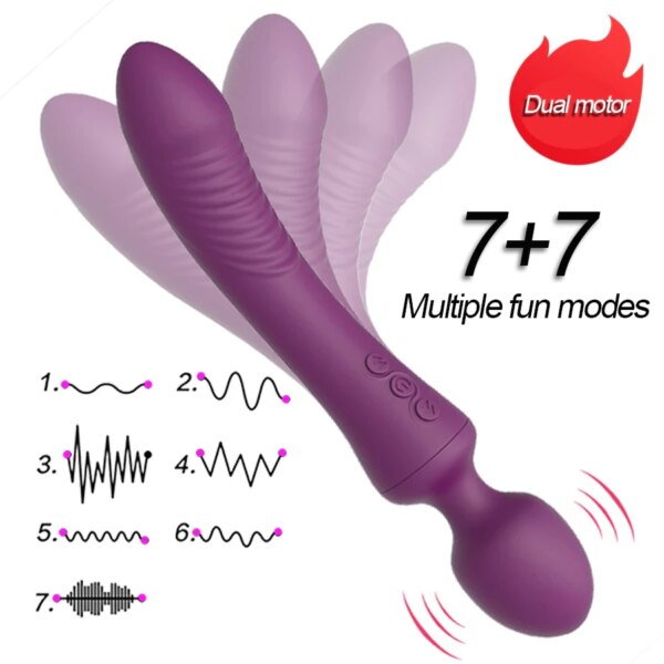 Powerful Dildos Vibrator Dual Motor Wand G-Spot AV Massager Sex Toy For Woman Clitoris Stimulator For Adults Masturbator