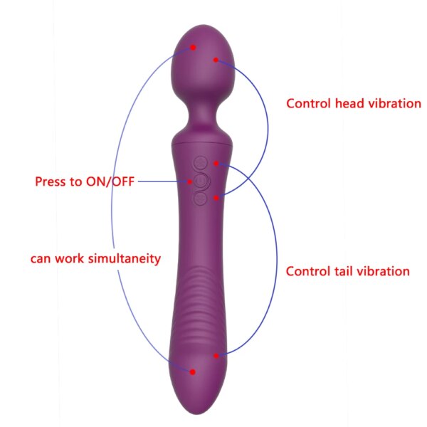 Powerful Dildos Vibrator Dual Motor Wand G-Spot AV Massager Sex Toy For Woman Clitoris Stimulator For Adults Masturbator