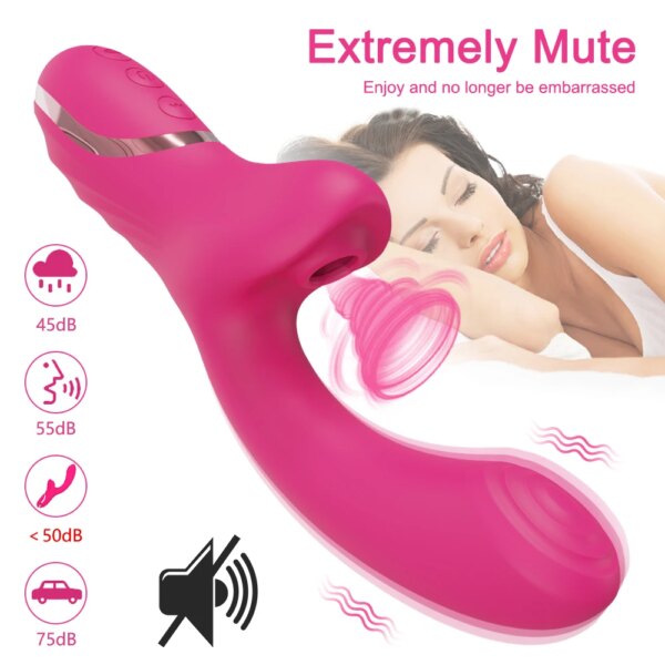Vibrator for Women 2 In 1 Clitoris Sucking Stimulator G-Spot Powerful Vibro Dildo Wand Female Clit Sucker Adult Goods Sex Toys