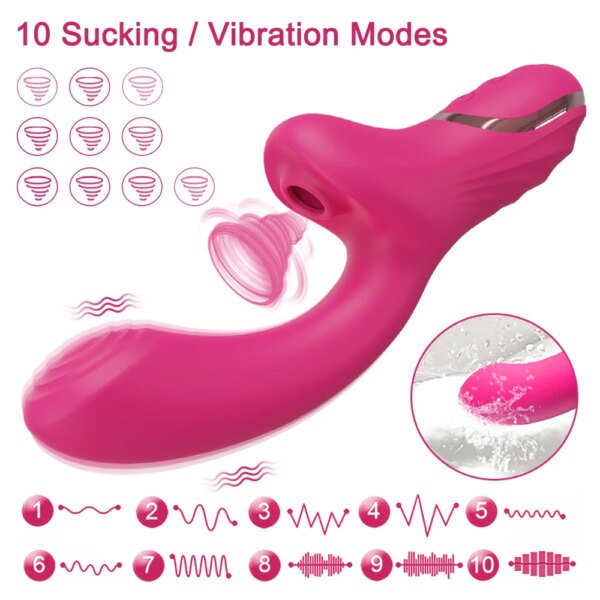 Vibrator for Women 2 In 1 Clitoris Sucking Stimulator G-Spot Powerful Vibro Dildo Wand Female Clit Sucker Adult Goods Sex Toys