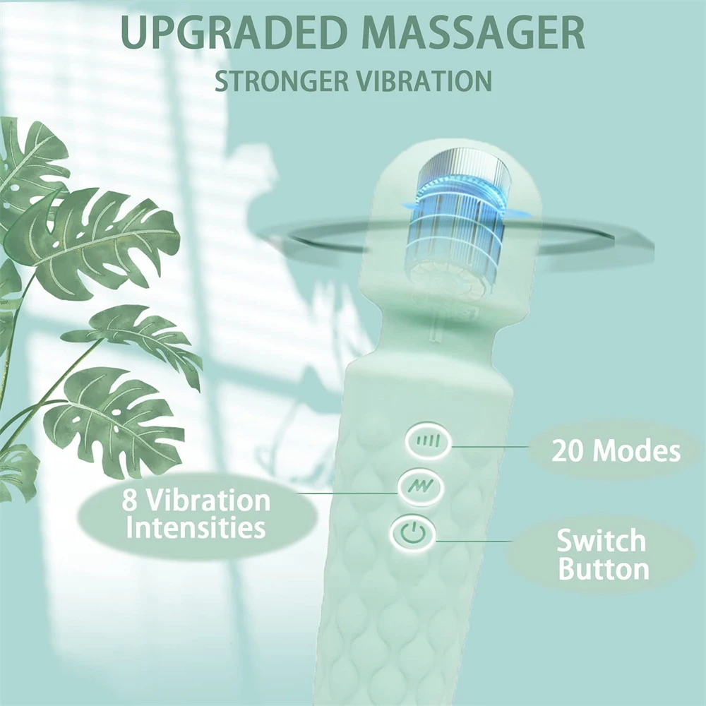 20 Modes Strong Vibration Upgraded Mini Vibrator Usb Charging Handheld Wand Massager G-Spot Clitoris Vibrator Sex Toys for Women