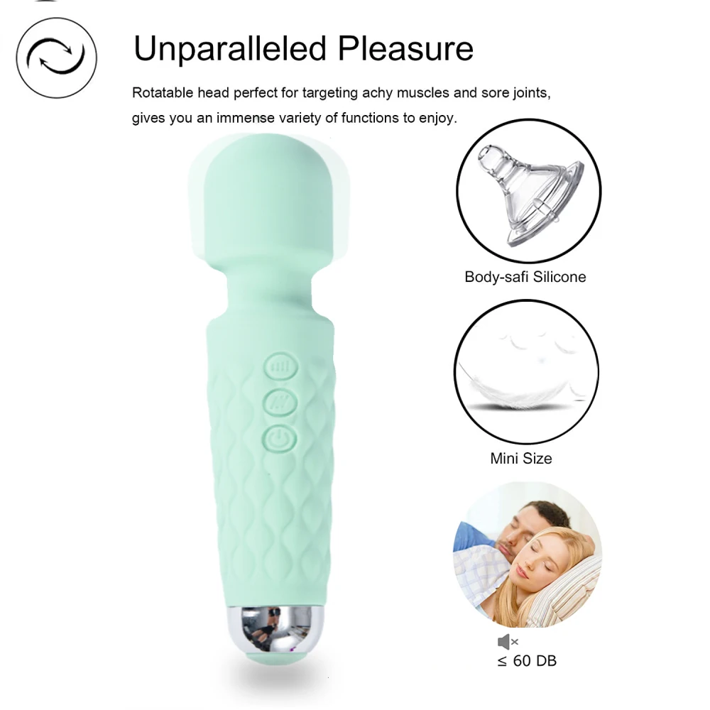 20 Modes Strong Vibration Upgraded Mini Vibrator Usb Charging Handheld Wand Massager G-Spot Clitoris Vibrator Sex Toys for Women