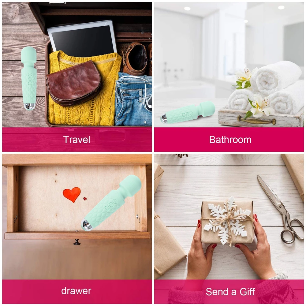 20 Modes Strong Vibration Upgraded Mini Vibrator Usb Charging Handheld Wand Massager G-Spot Clitoris Vibrator Sex Toys for Women