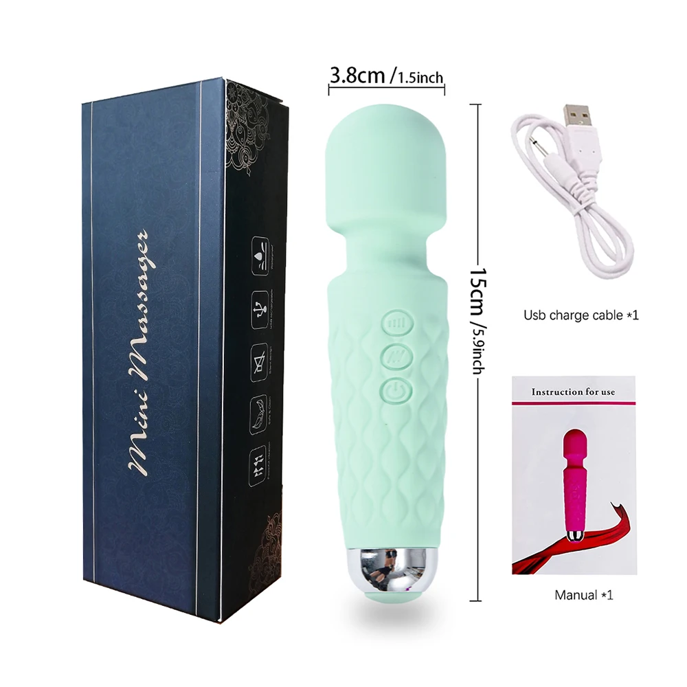 20 Modes Strong Vibration Upgraded Mini Vibrator Usb Charging Handheld Wand Massager G-Spot Clitoris Vibrator Sex Toys for Women