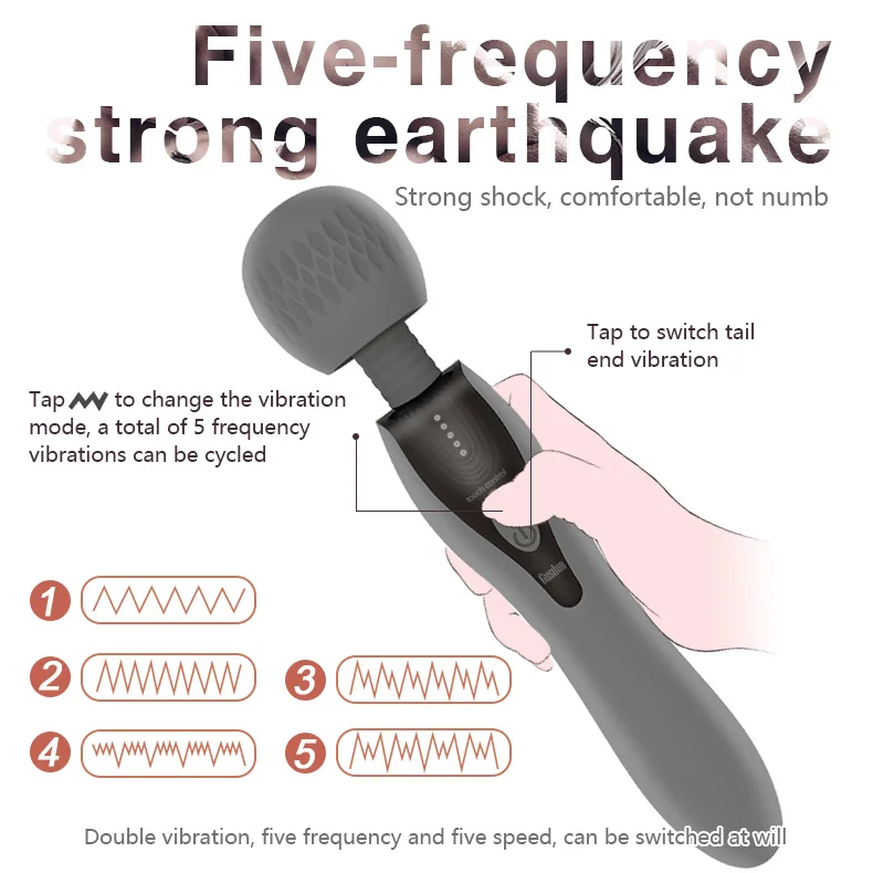 5 Kinds Of Frequency Control Powerful Vibrator Sex Machine Double Motor AV Wand Vaginal Pussy Masturbation Sex Toy For Women