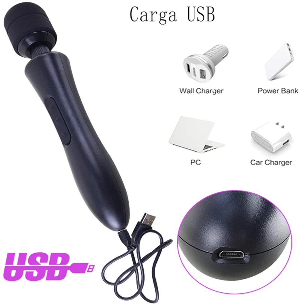 20 Modes Frequency 8 Speeds Body Vibrator Powerful magic wand AV massage sex products USB rechargeable Sex Toys for women ST090