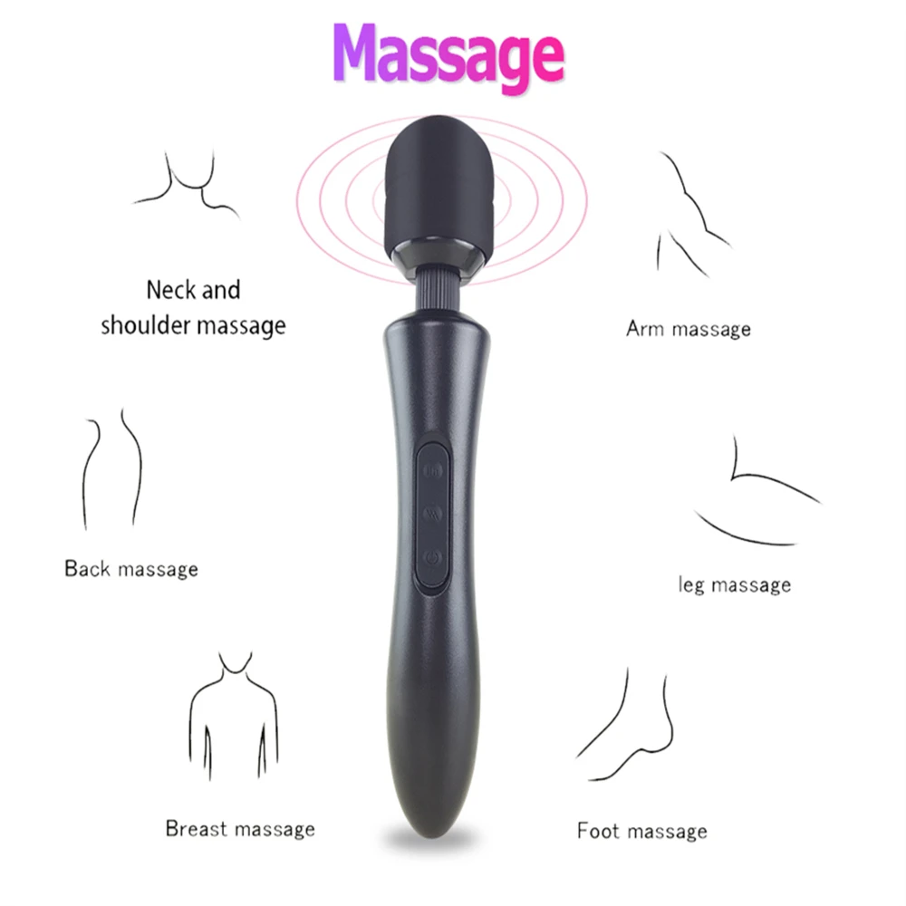 20 Modes Frequency 8 Speeds Body Vibrator Powerful magic wand AV massage sex products USB rechargeable Sex Toys for women ST090