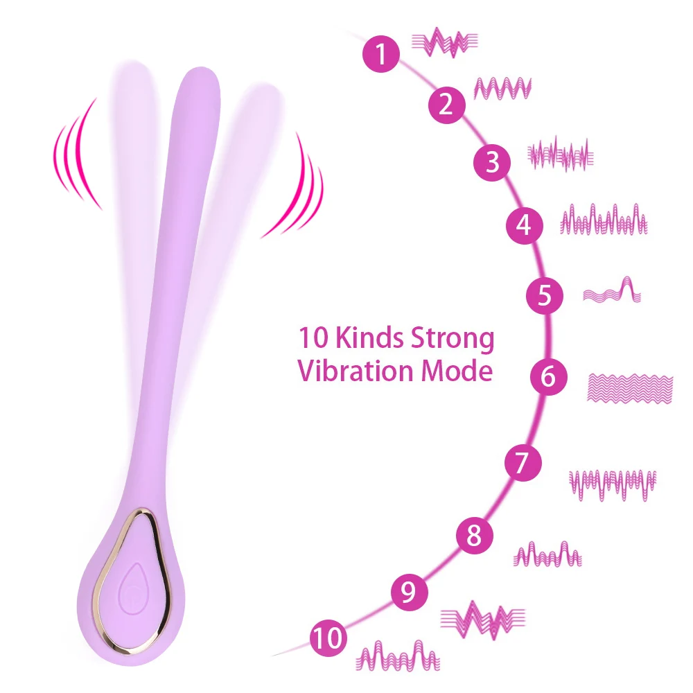 10 Speed Mini Slim Vibrator Wand Clitoris Massage Vagina Stimulation Urethral Stick G-Spot Female Masturbator Erotic Sex Toys