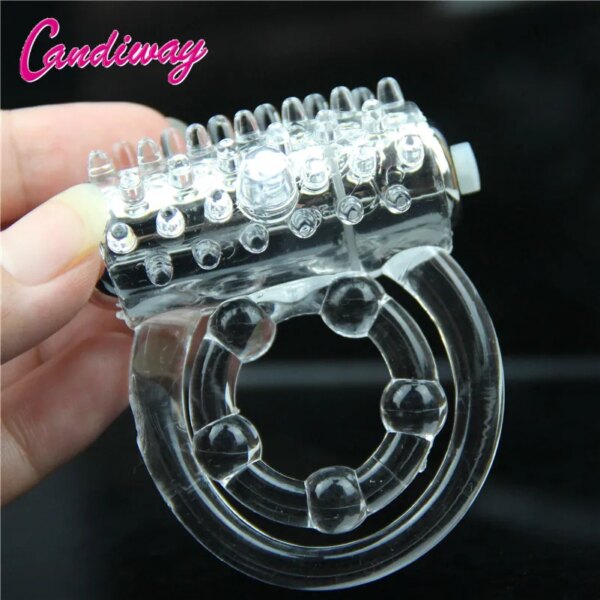 Double rings vibrator waterproof clitoris Massager masturbation Vibrating lasting cocking delay ejaculation vibe Sex Toy For man