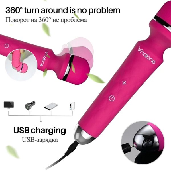 Nalone Powerful Clitoris Vibrator USB Recharge Magic Wand AV Vibrator Massager Sexual Product Erotic Sex Toys for Women Adult 18