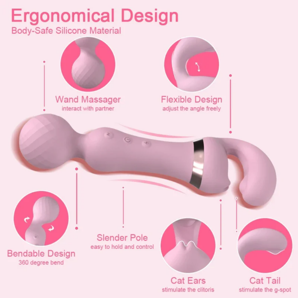 AV Magic Wand Vibrator Adult Toys for Women G-Spot Clitoral Nipple Clitoral Massage Stimulator 2 in 1 AV Vibrator Dildo Sex Shop