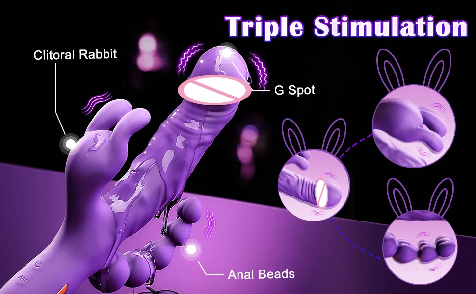 Trident Rabbit Vibrators For Women Clitoris Stimulator 10 Modes Female Vagina Massager Silicone Vibrating Stick Adult Sex Toys