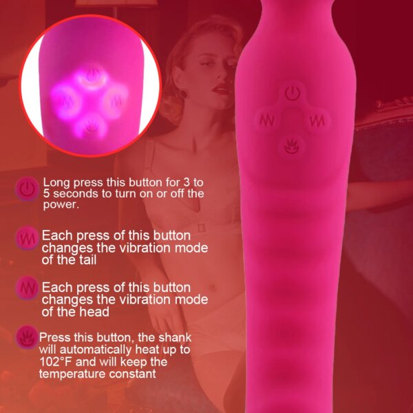 Powerful AV Vibrator Dildos Magic Wand for Women Clitoris Stimulator G Spot Vagina Massager Heating Adult Sex Toys for Female