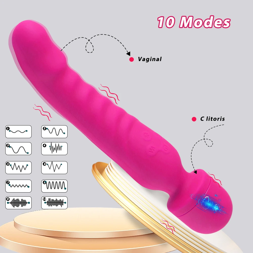 Powerful AV Vibrator Dildos Magic Wand for Women Clitoris Stimulator G Spot Vagina Massager Heating Adult Sex Toys for Female