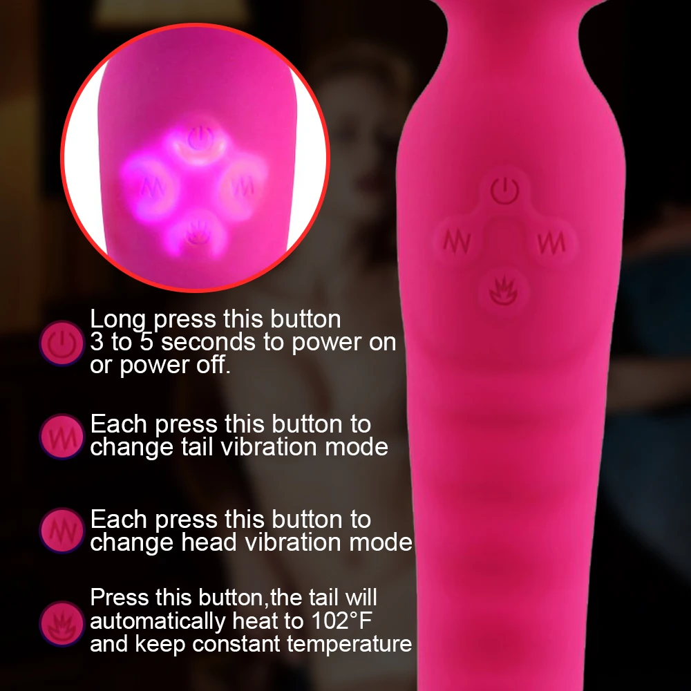 Powerful AV Vibrator Dildos Magic Wand for Women Clitoris Stimulator G Spot Vagina Massager Heating Adult Sex Toys for Female