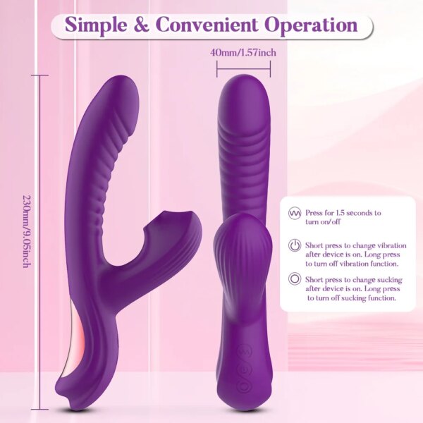 Vagina Sucking Swinging 2-in-1 Vibrator G-Spot Stimulator Dildo Vagina Massager Clitoral Suction Cup Vacuum Adult Sex Toy