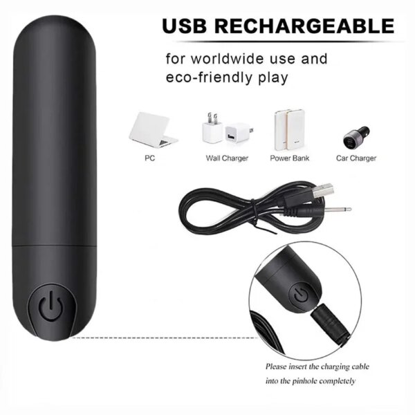 10 Speed Mini Bullet Vibrator for Women Rechargeable Wireless Vibrating Anal Bullet Clitoral Stimulator Dildo for Adult Sex Toys