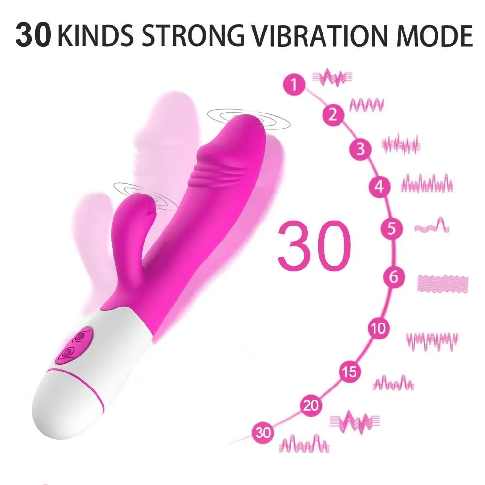 3PCS/SET 30Speed Rechargeable Handheld Silicone Adult Clit Clitoral Clitoris Sex Toy G Spot Dual Motor Rabbit Vibrator for Women