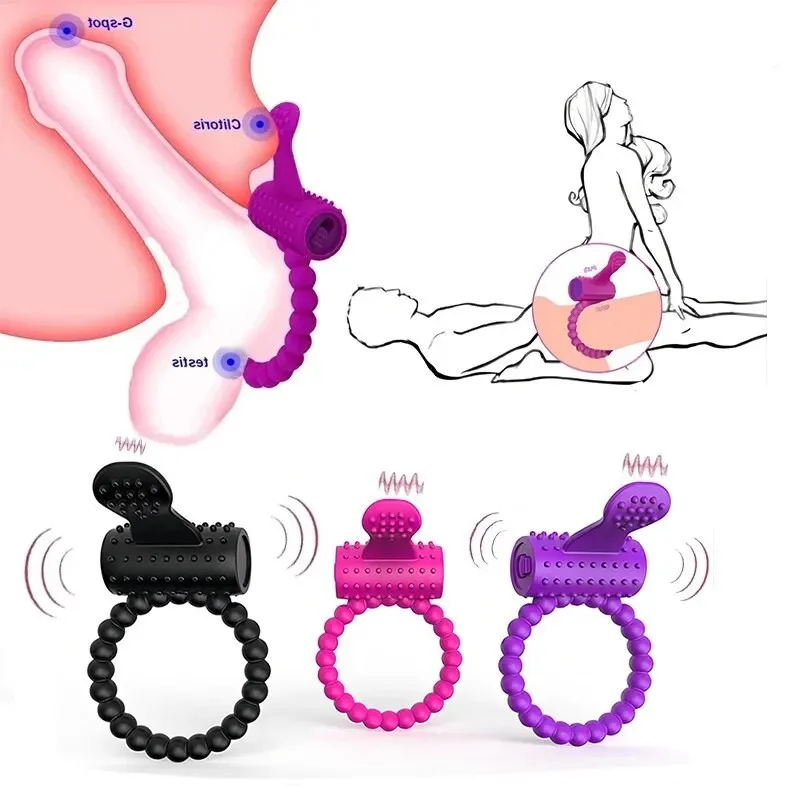 Vibrating Penis Ring Clitoral Stimulator Orgasm Lock Cock Rings Vibrator for Man Delay Ejaculation Erotic Sex Toys For Couple