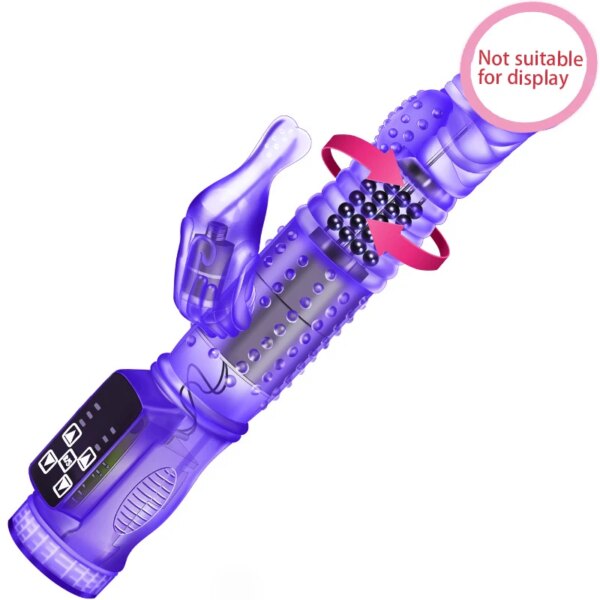 Rabbit Vibrator Realistic Dildo Penis Vibrator Clitoris Stimulate Massager Transparent Rotating Bead Female Sex Toy For Women