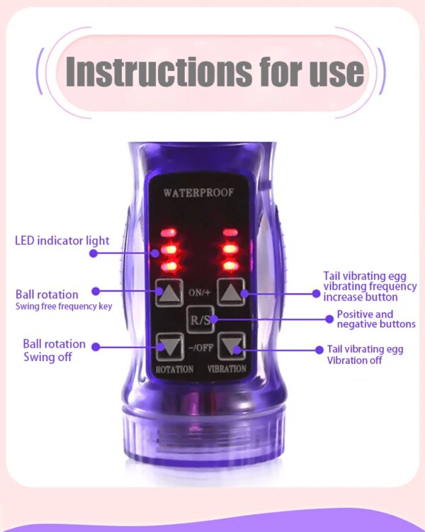 Rabbit Vibrator Realistic Dildo Penis Vibrator Clitoris Stimulate Massager Transparent Rotating Bead Female Sex Toy For Women