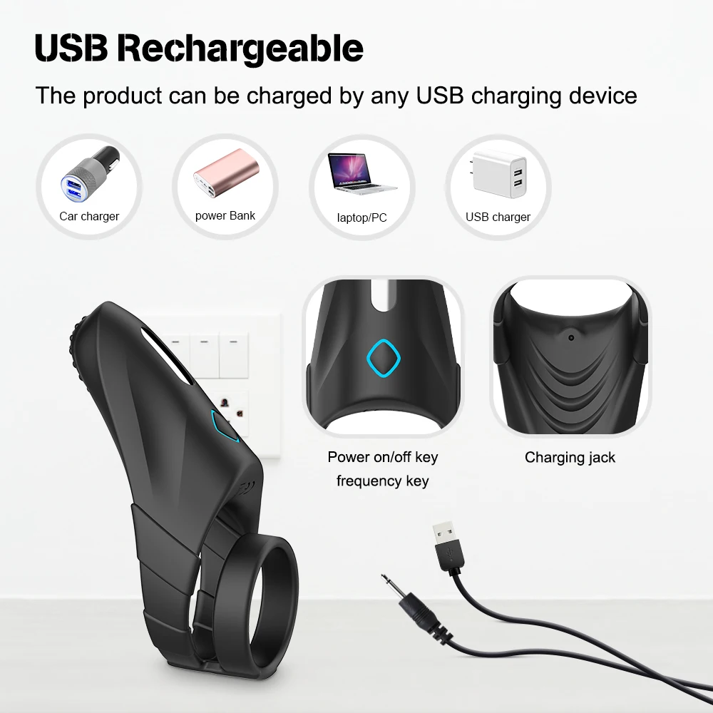 Penis Rings Vibrator for Men 10 Speeds Vibring Delay Ejaculation Double Cock Ring Clitoral Stimulator Sex Toys for Couple