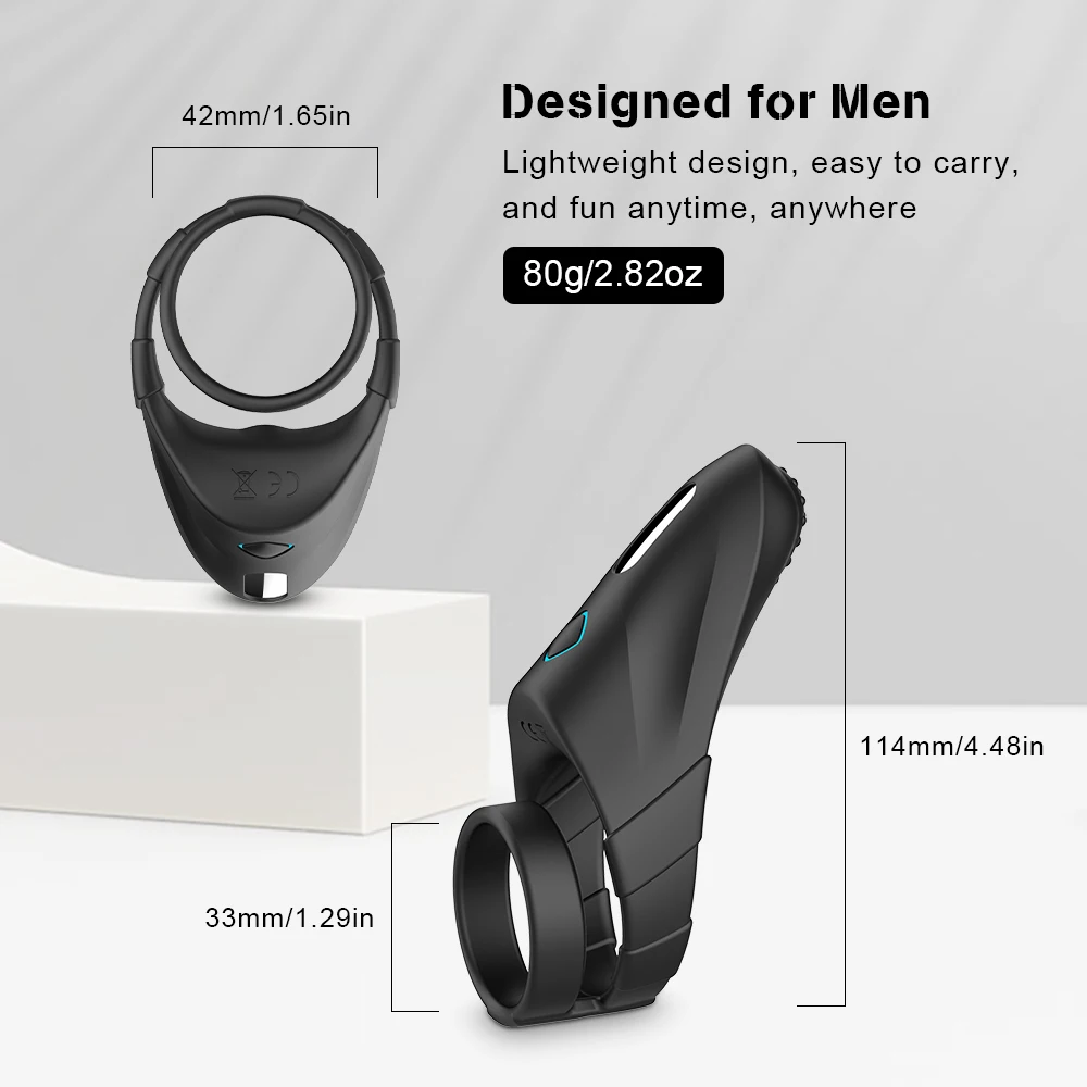 Penis Rings Vibrator for Men 10 Speeds Vibring Delay Ejaculation Double Cock Ring Clitoral Stimulator Sex Toys for Couple